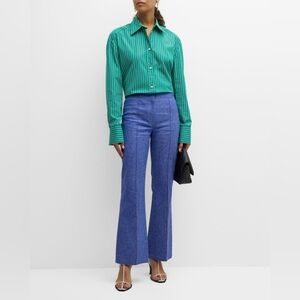 CALLAS Milano Lola Mid-Rise Pintuck Flare Denim Pants size 46